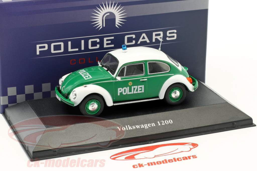 Volkswagen VW bille 1200 politi Tyskland Opførselsår 1977 grøn / hvid 1:43 Atlas