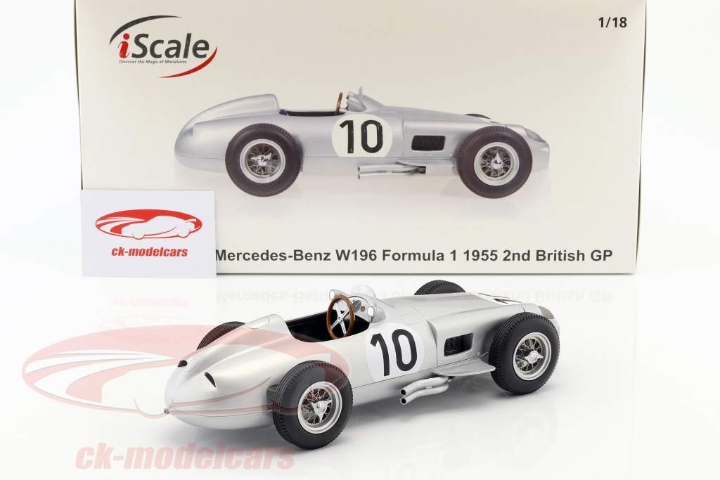 J.M. Fangio Mercedes-Benz W196 #10 2e Brits GP wereldkampioen formule 1 1955 1:18 iScale