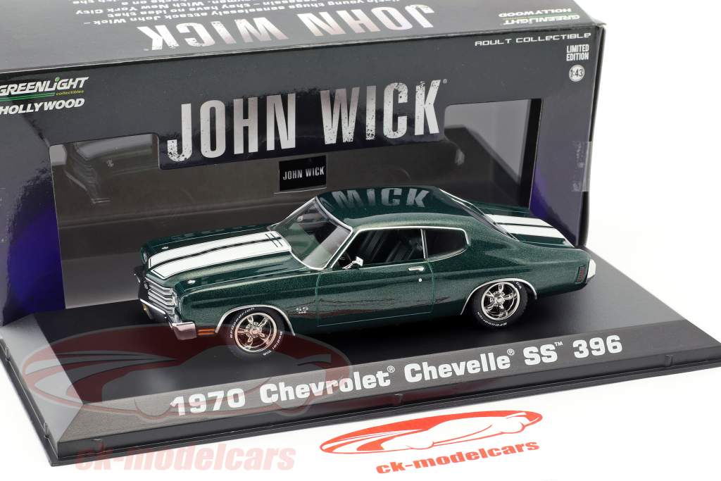 Chevrolet Chevelle SS 396 ano de construção 1970 filme John Wick 2 (2017) verde metálico 1:43 Greenlight