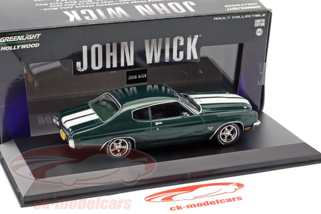 Chevrolet Chevelle SS 396 année de construction 1970 film John Wick 2 (2017) vert métallique 1:43 Greenlight
