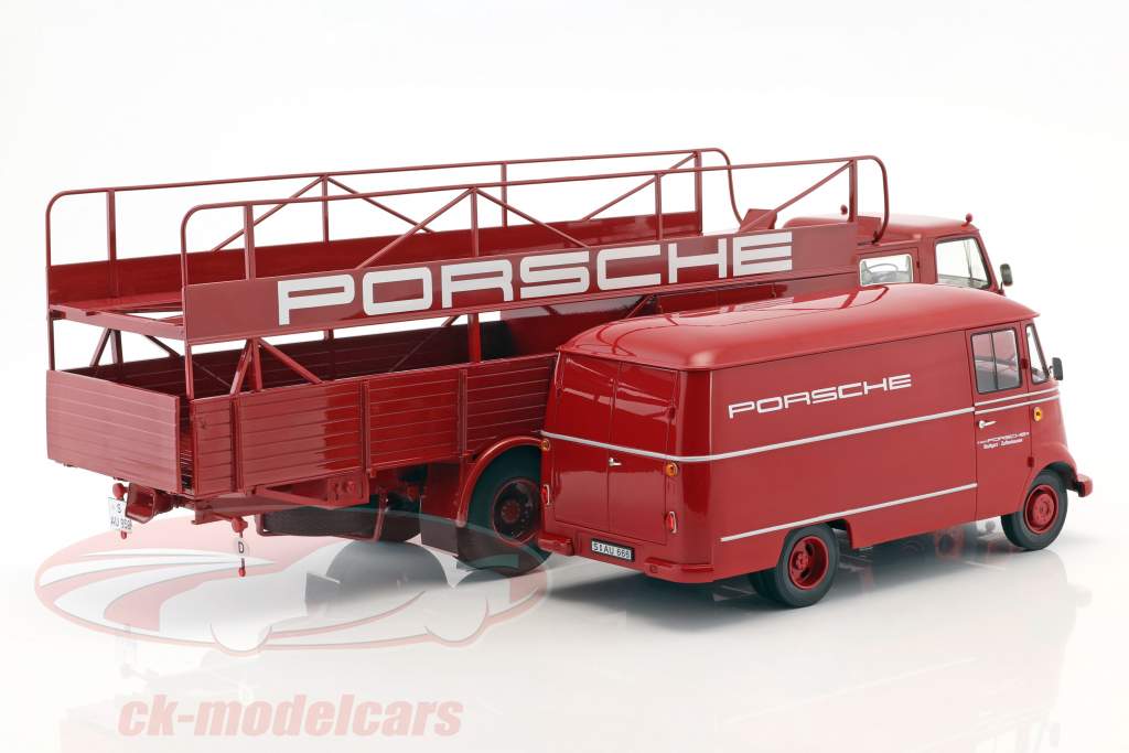 2-Car Set MAN 635 Race Truck og Mercedes-Benz L319 Porsche Renndienst 1:18 Schuco / Norev