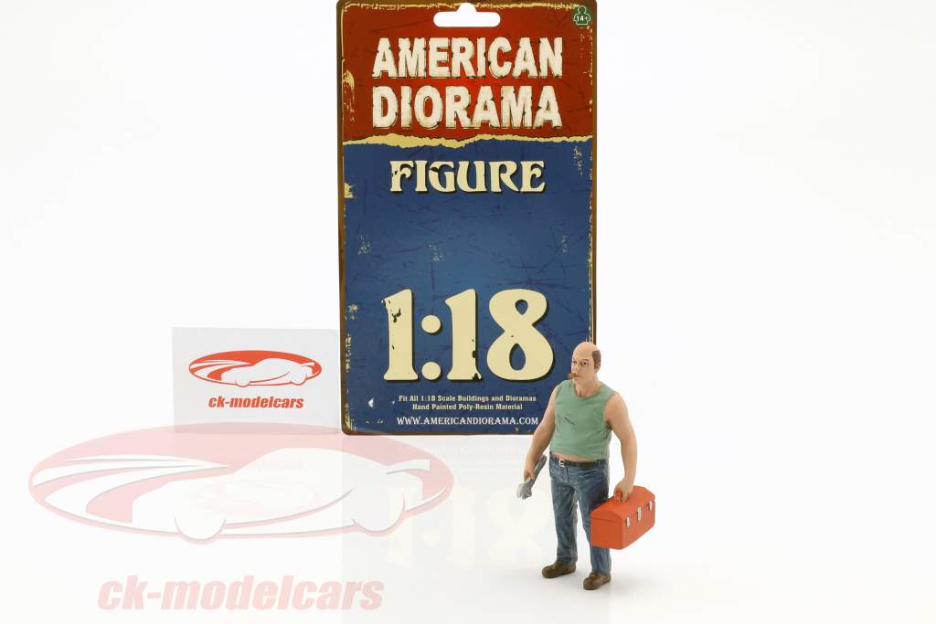 mecânico Sam com caixa de ferramentas figura 1:18 American Diorama