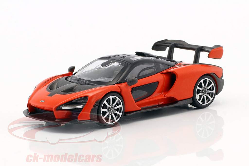 McLaren Senna LHD mira laranja 1:64 TrueScale