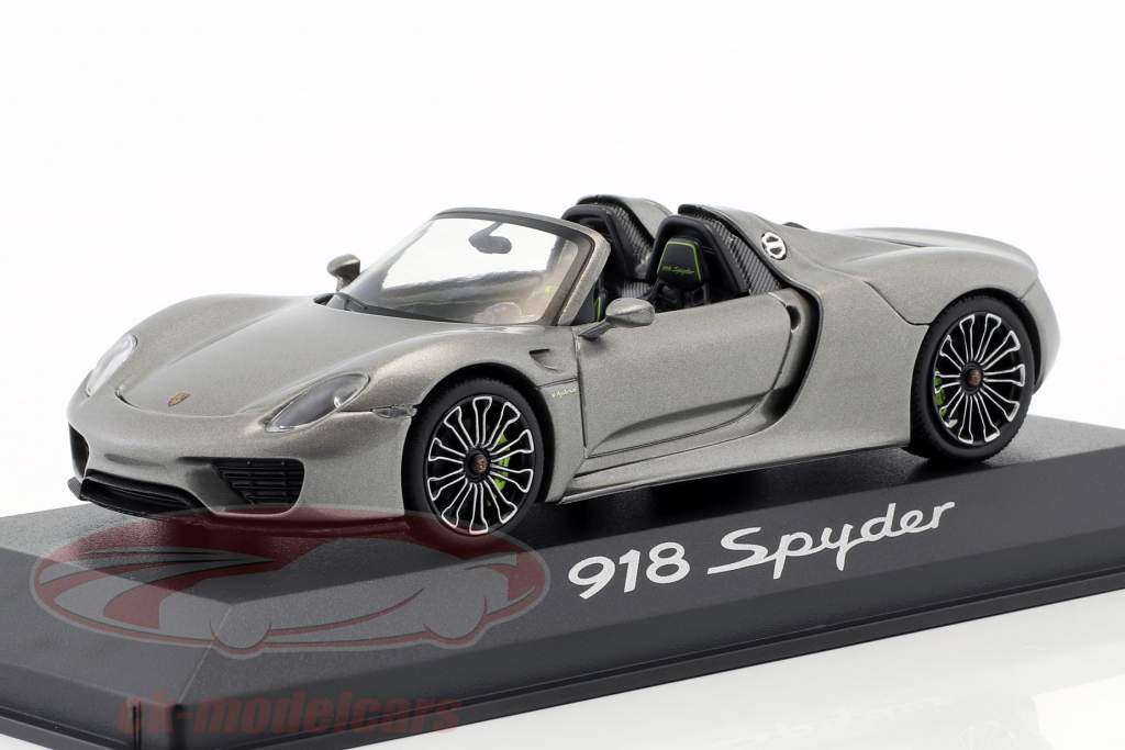 Porsche 918 Spyder year 2013 liquid metal silver 1:43 Minichamps