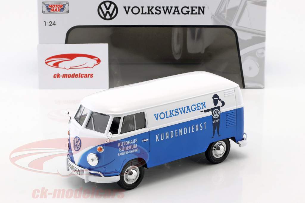 Volkswagen VW Type 2 T1 van VW service clients bleu / blanc 1:24 MotorMax