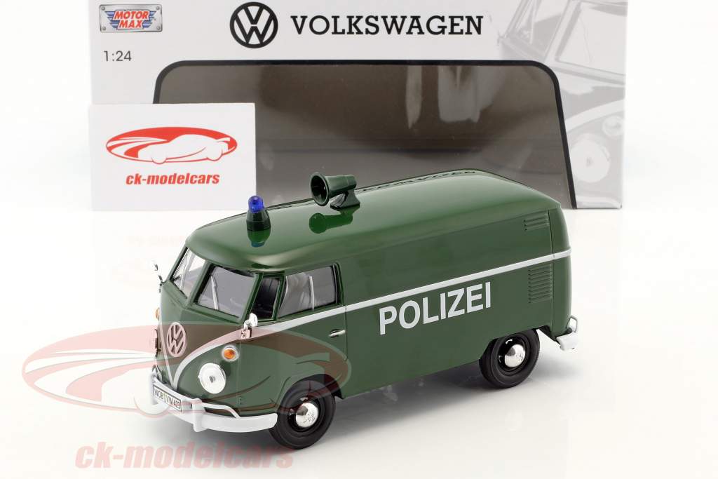 Volkswagen VW Type 2 T1 фургон полиция зеленый 1:24 MotorMax