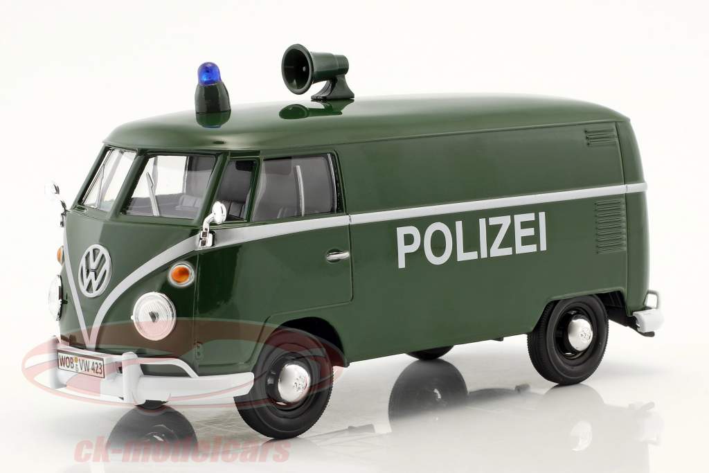 Volkswagen VW Type 2 T1 фургон полиция зеленый 1:24 MotorMax