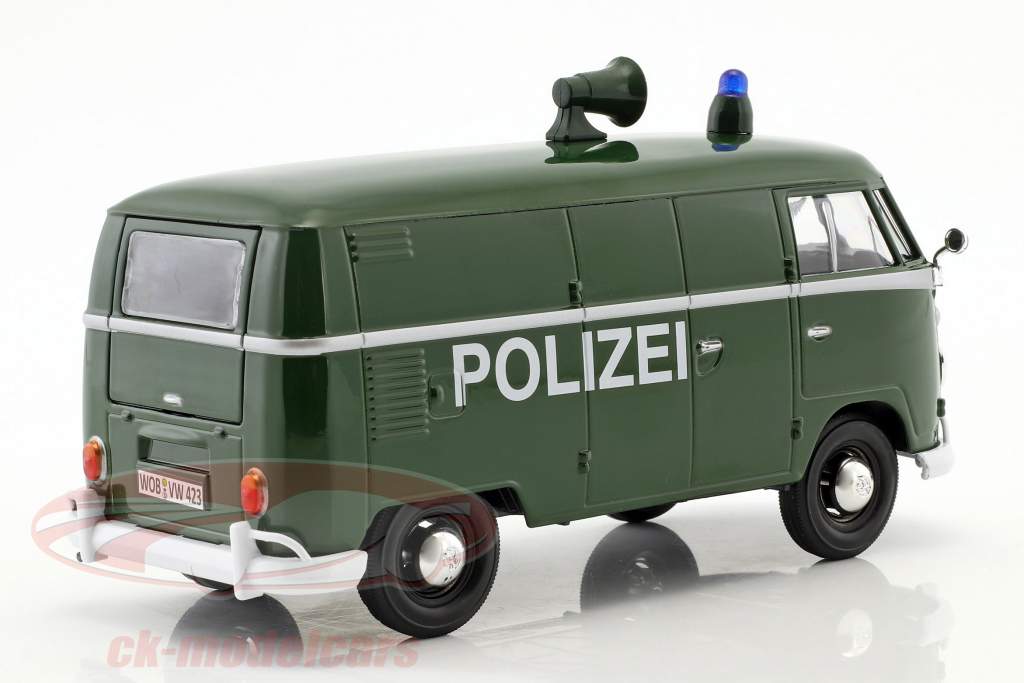 Volkswagen VW Type 2 T1 van politi grøn 1:24 MotorMax