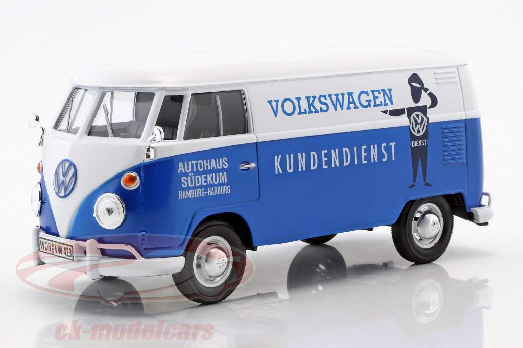 Volkswagen VW Type 2 T1 van VW atendimento ao cliente azul / branco 1:24 MotorMax