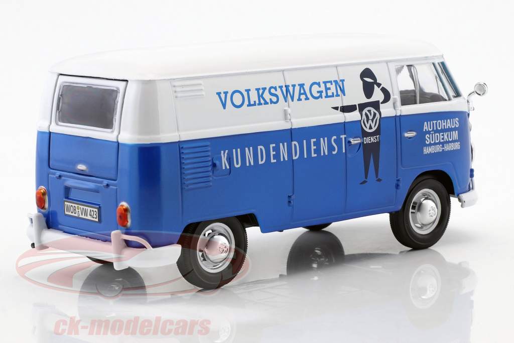 Volkswagen VW Type 2 T1 furgone VW servizio di assistenza blu / bianco 1:24 MotorMax