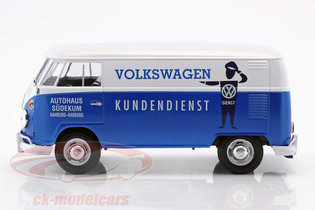 Volkswagen VW Type 2 T1 van VW kundeservice blå / hvid 1:24 MotorMax