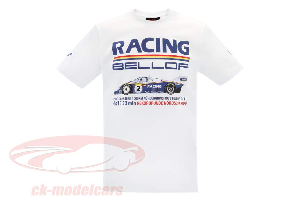 Stefan Bellof Porsche 956K T-Shirt giro record 6:11.13 min Nürburgring 1983 bianco