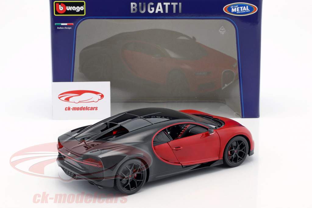 Bugatti Chiron Sport 16 rood / zwart 1:18 Bburago