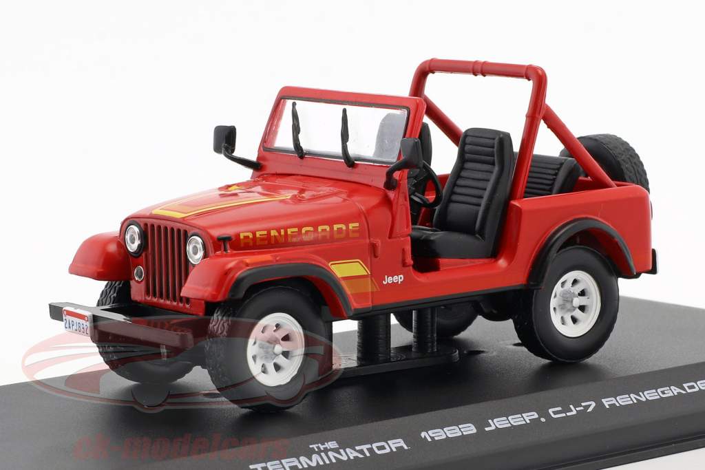Sarah Conner's Jeep CJ-7 ano de construção 1983 filme Terminator (1984) vermelho 1:43 Greenlight