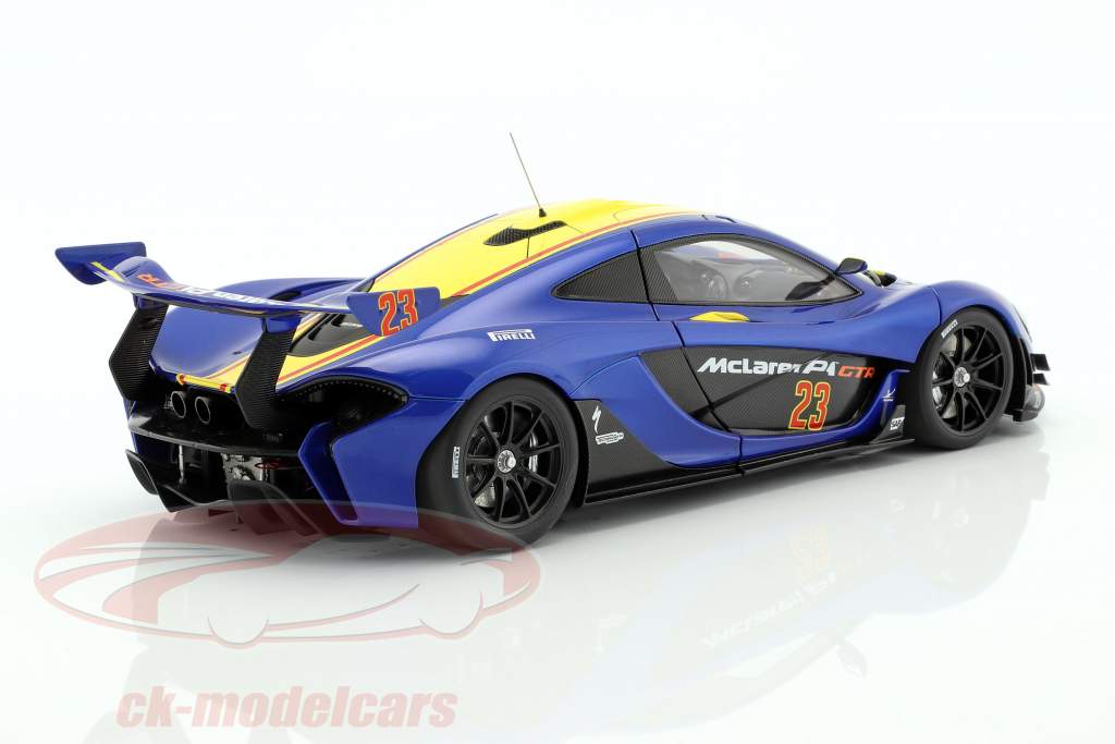 McLaren P1 GTR année de construction 2015 bleu métallique / jaune 1:18 AUTOart