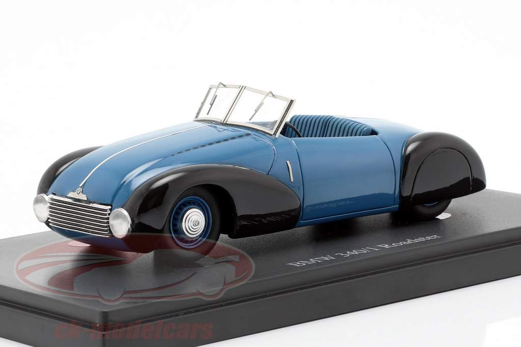 BMW 340/1 Roadster Bouwjaar 1949 blauw / zwart 1:43 AutoCult