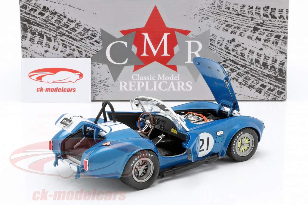 Shelby Cobra 427 Racing #21 1965 blu / bianco 1:18 CMR