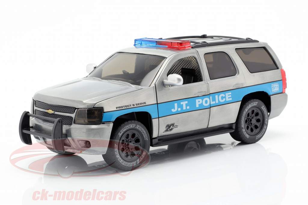 Chevy Tahoe J.T. Police Bouwjaar 2010 zilvergrijs / blauw 1:24 Jada Toys