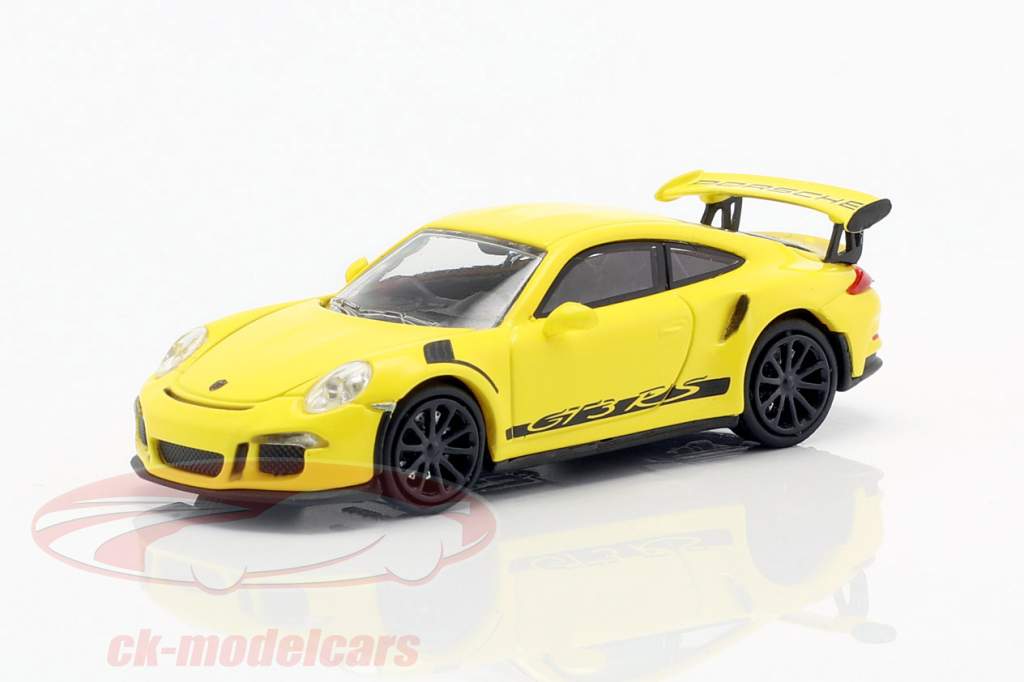 Porsche 911 (991) GT3 RS Opførselsår 2013 væddeløb gul / sort 1:87 Minichamps