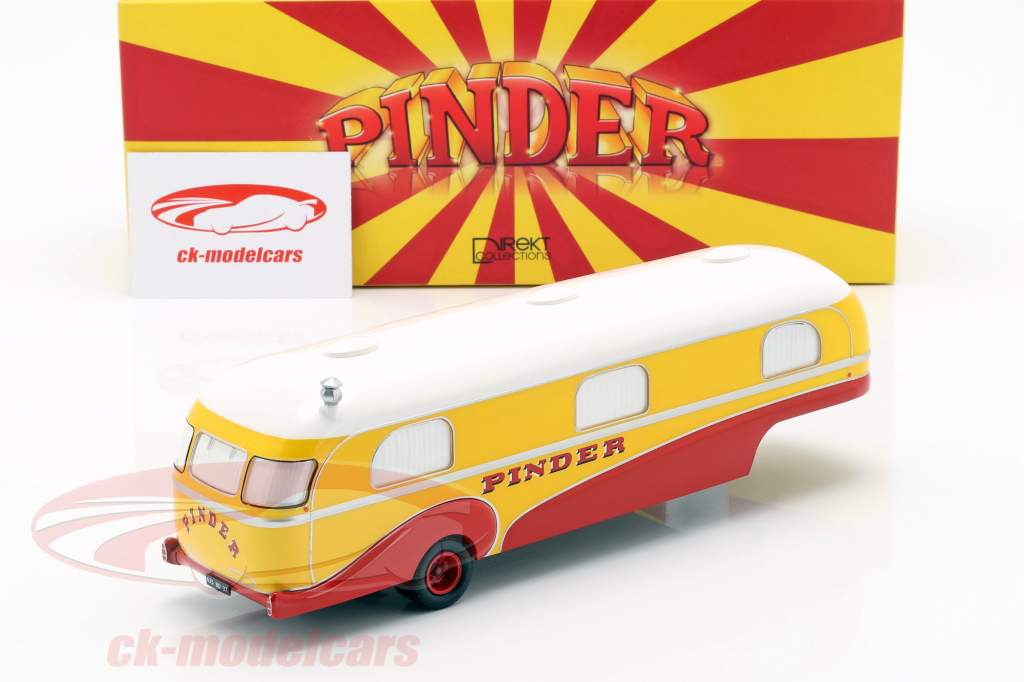 reboque Caravan Pinder circo ano de construção 1955 amarelo / vermelho / branco 1:43 Direkt Collections