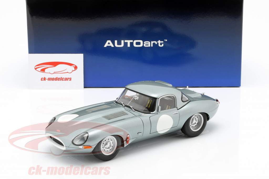 Jaguar Lightweight E-Type with removable Top year 2015 silver 1:18 AUTOart