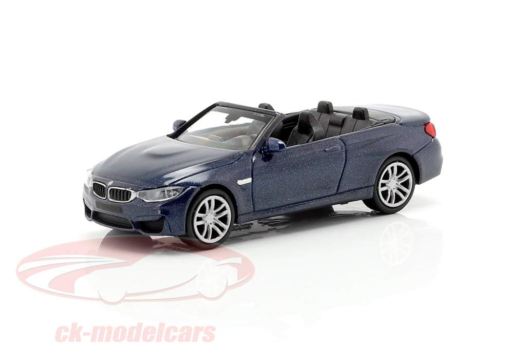 BMW M4 cabriolet année de construction 2015 bleu métallique 1:87 Minichamps