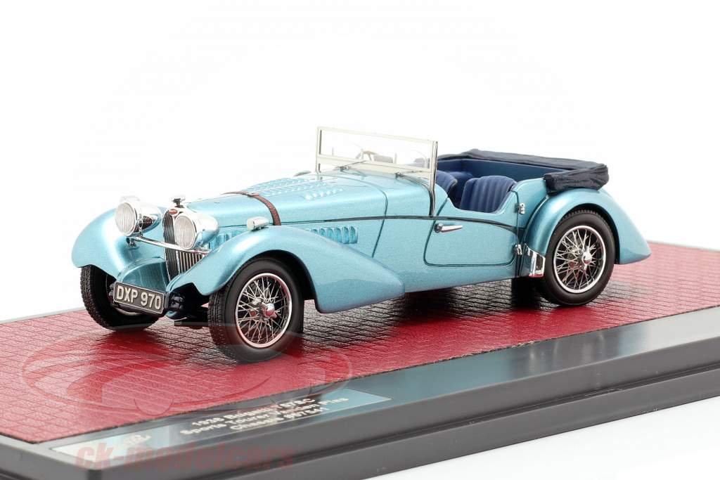 Bugatti T57 Roadster Vanden Plas Open Bouwjaar 1938 blauw metalen 1:43 Matrix