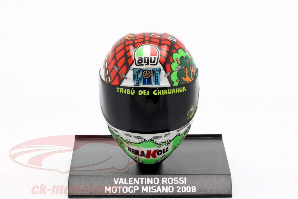 Valentino Rossi Weltmeister MotoGP Misano 2008 AGV Helm 1:10 Minichamps