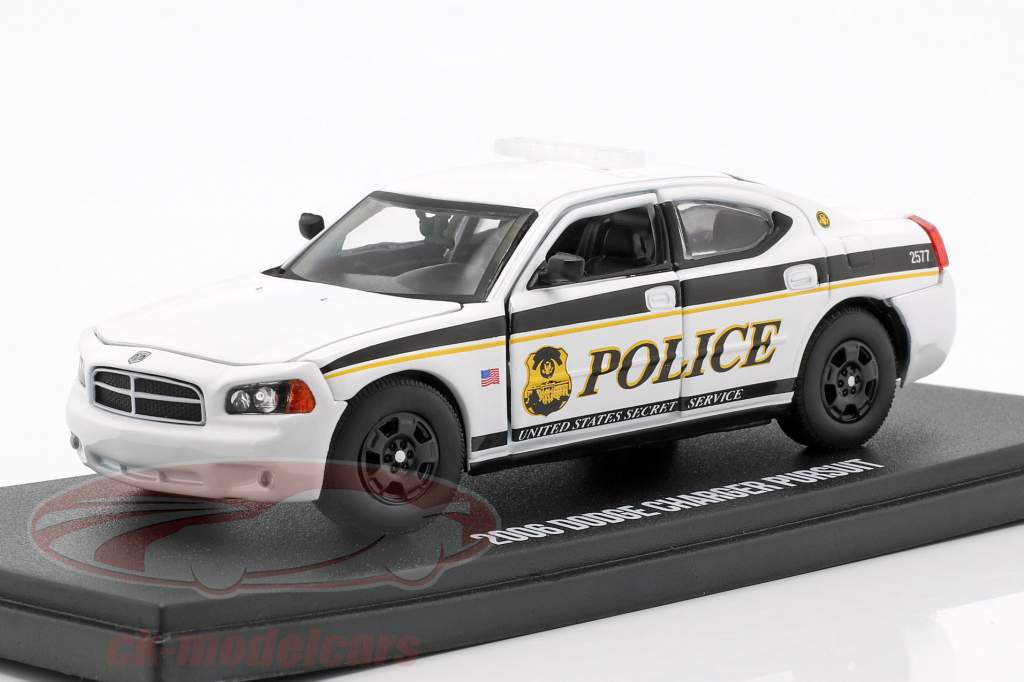 Dodge Charger US Secret Service Police ano de construção 2006 branco / preto 1:43 Greenlight