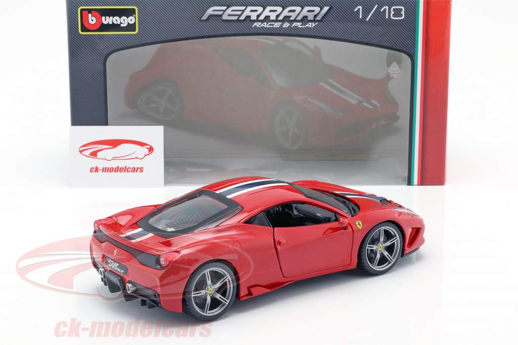 Ferrari 458 Speciale rojo / Blanco / azul 1:18 Bburago