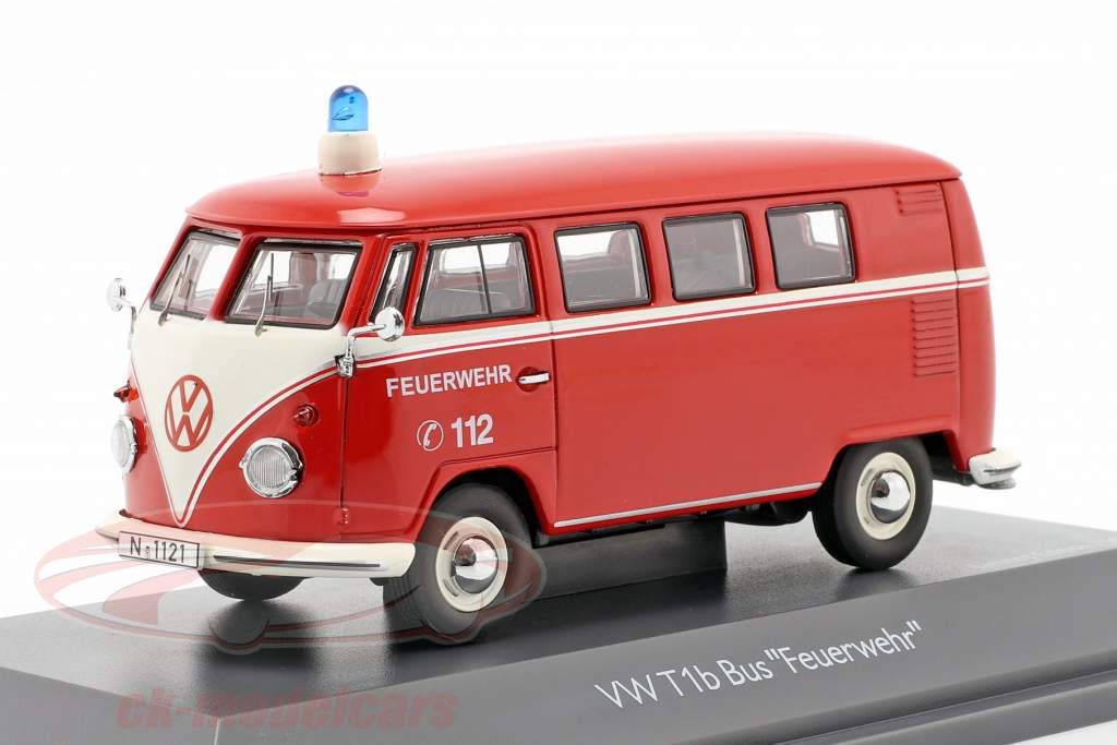 Volkswagen VW T1b ônibus bombeiros vermelho 1:43 Schuco