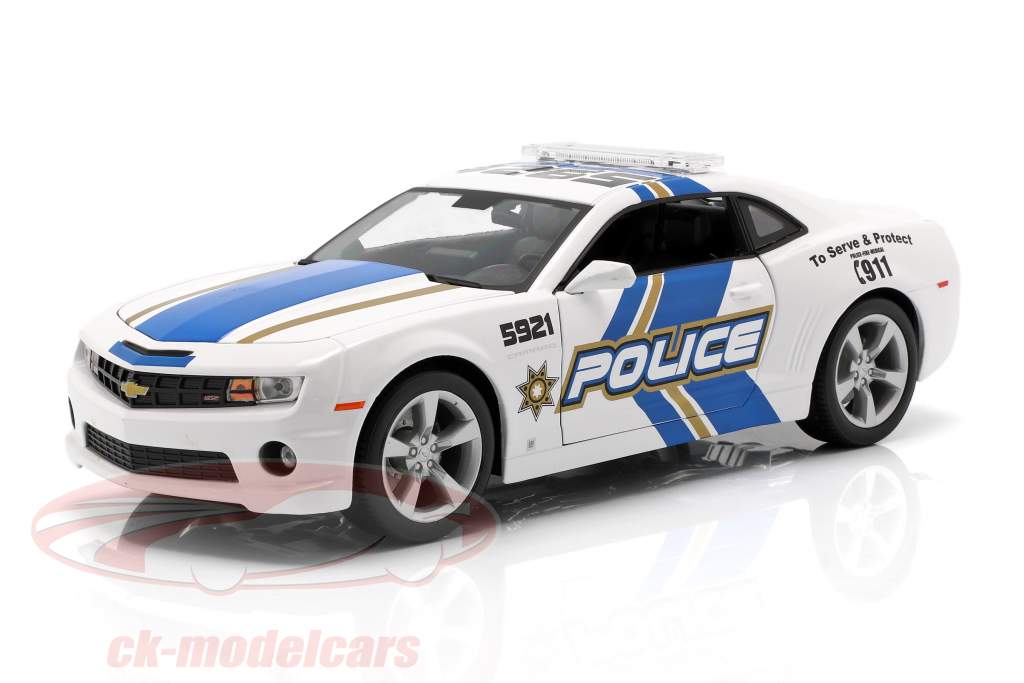 MAISTO 1:18 Diecast Model Car 2010 Chevrolet Camaro SS Police White and Blue 