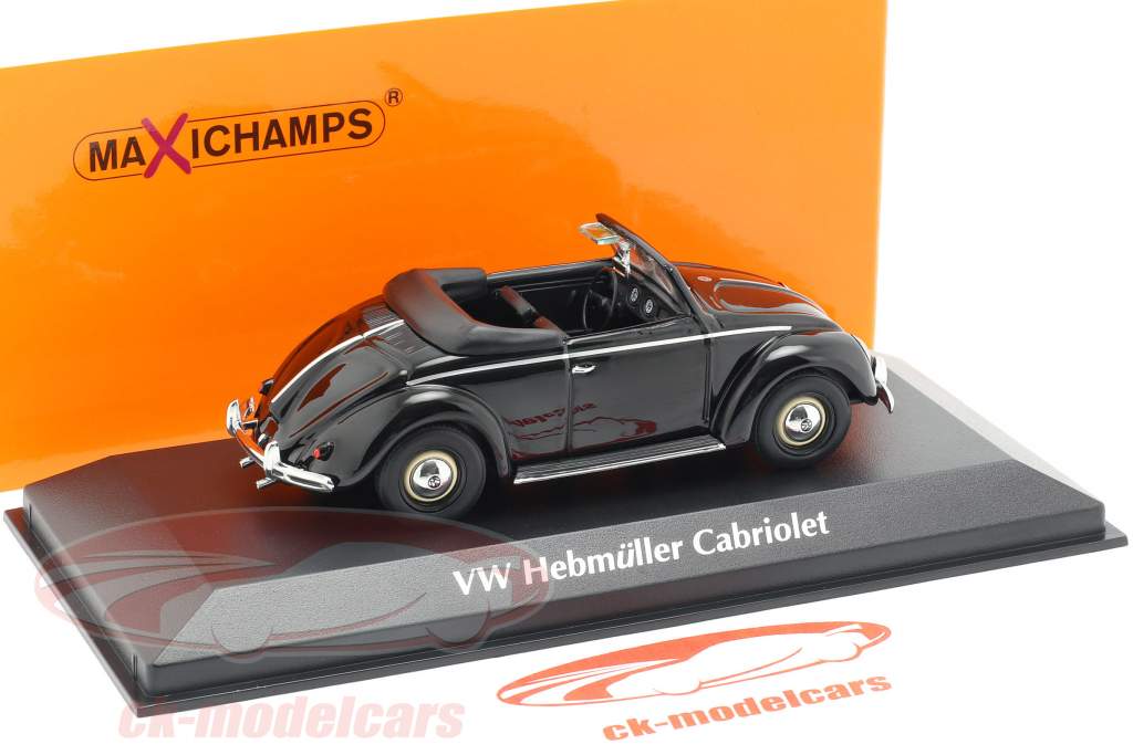 Volkswagen VW Hebmüller cabriolé ano de construção 1950 preto 1:43 Minichamps
