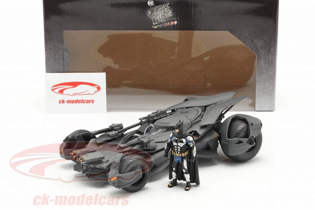Batmobile mit Batman Figur Film Justice League (2017) grau 1:24 Jada Toys