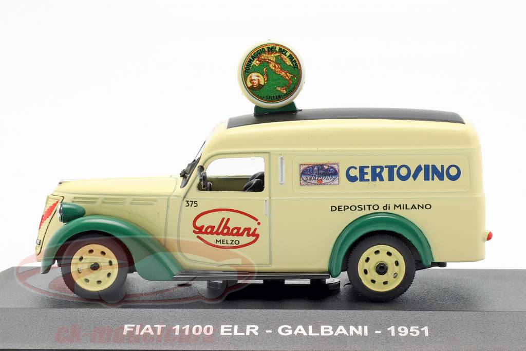 Fiat 1100 ELR van Galbani année de construction 1951 brillant jaune / vert 1:43 Altaya