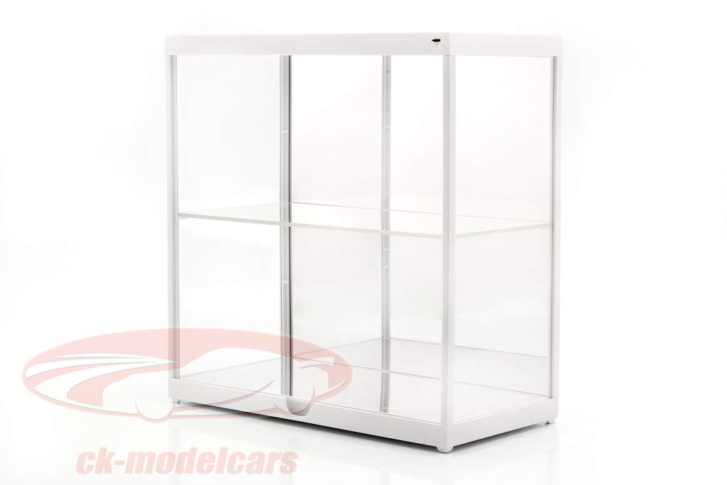 doppia vetrina con illuminazione a LED per modellini di automobili in scala 1:18 bianco Triple9