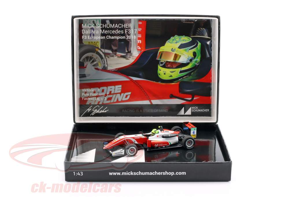 Mick Schumacher Dallara F317 #4 fórmula 3 campeão 2018 1:43 Minichamps