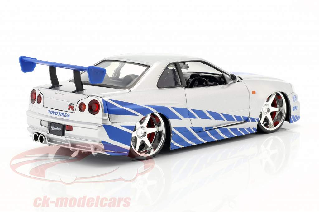 Brian's Nissan Skyline GT-R (R34) 电影 2 Fast 2 Furious 2003 1:24 Jada Toys