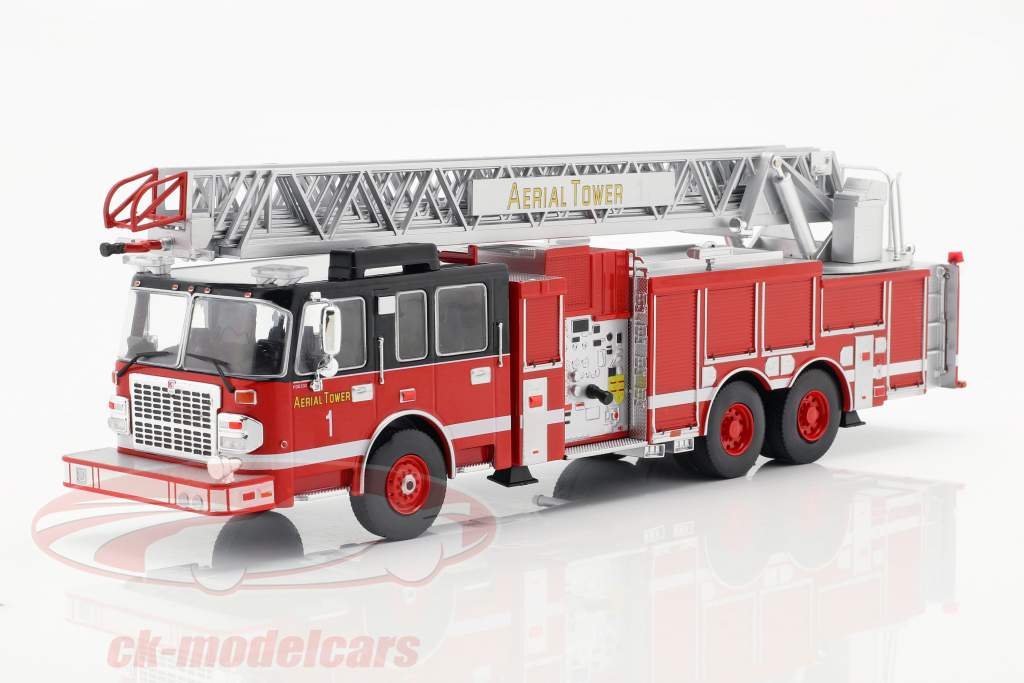 Smeal 105 Aerial Ladder fire Department year 2015 red / black 1:43 Ixo