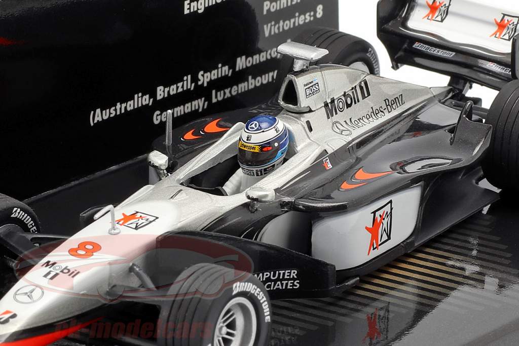 Mika Häkkinen McLaren Mercedes MP4/13 #8 campeão do mundo fórmula 1 1998 1:43 Minichamps