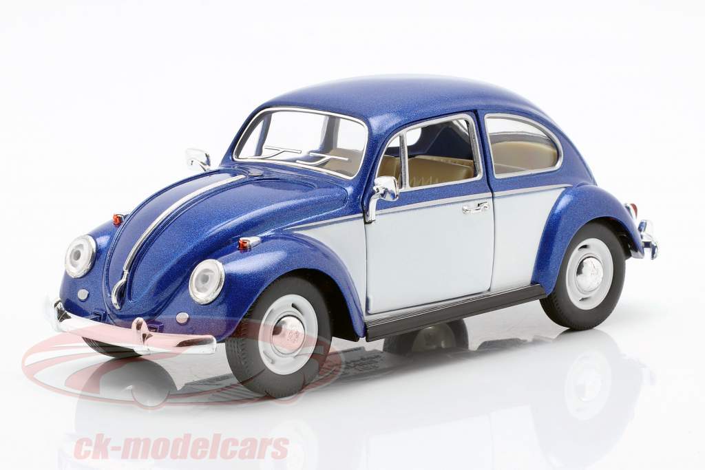 Volkswagen VW Classic Beetle année 1967 bleu / blanc 1:24 Kinsmart