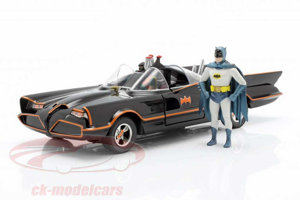 Batmobile mit Batman und Robin Figuren Classic TV-Serie 1966 1:24 Jada Toys
