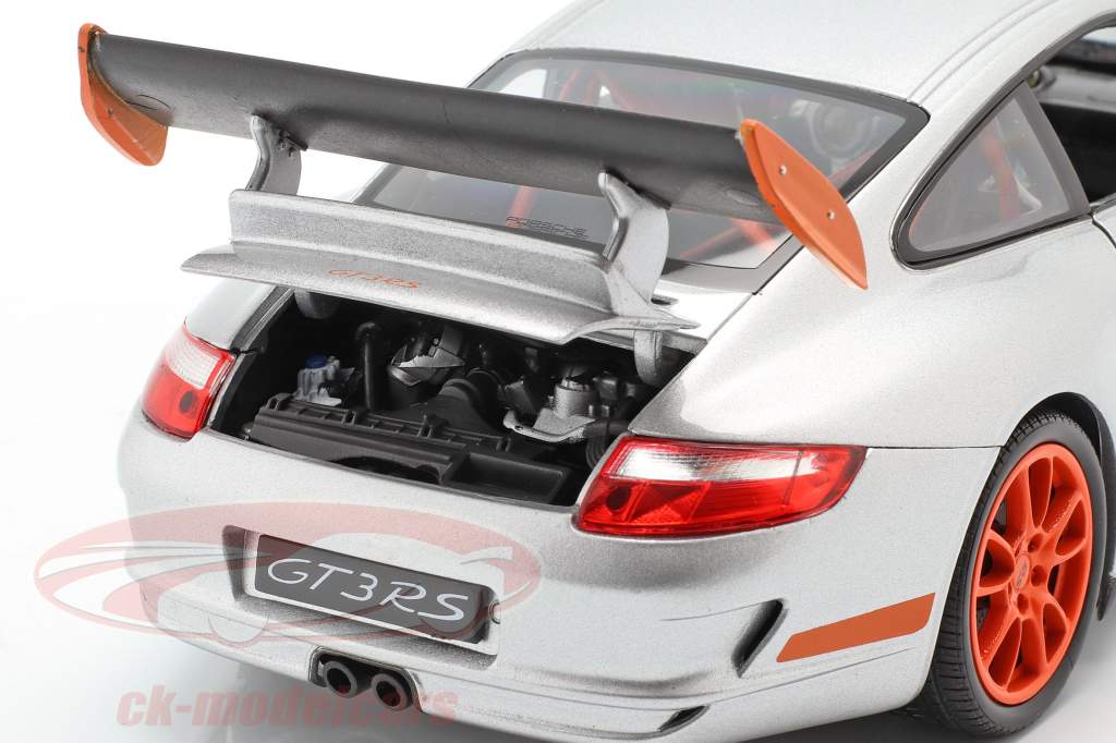 Porsche 911 (997) GT3 RS Coupe year 2007 silver grey / orange 1:18 Welly