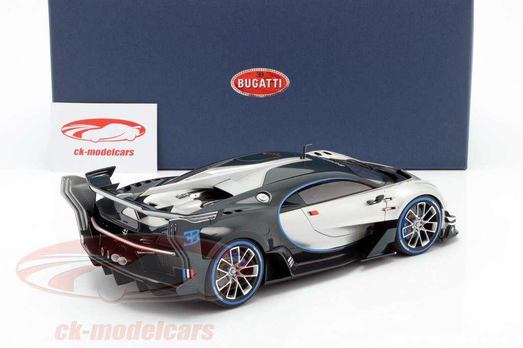 Bugatti Vision GT 建設年 2015 銀色 / 炭素 青 1:18 AUTOart