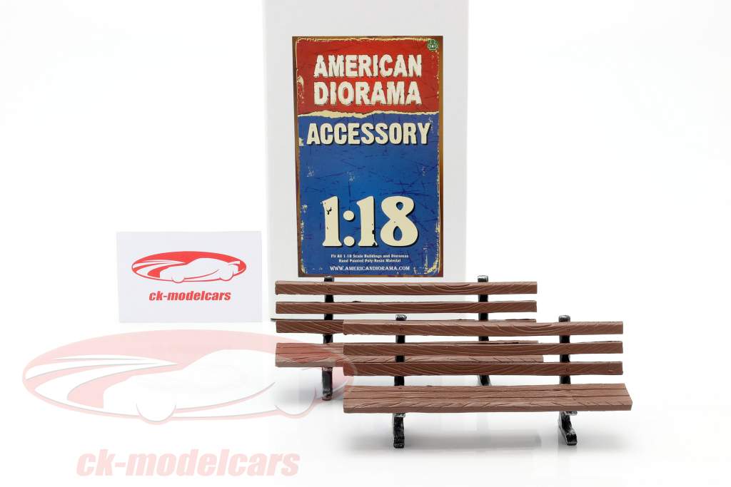 Definir com 2 Bancos de parque 1:18 American Diorama
