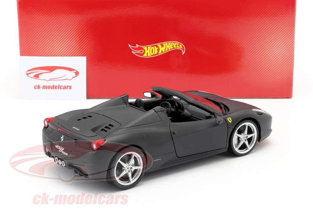 Hotwheels 1 18 フェラーリ458スパイダーmy 11マットブラック分の遺産 X5528 モデル 車 X5528