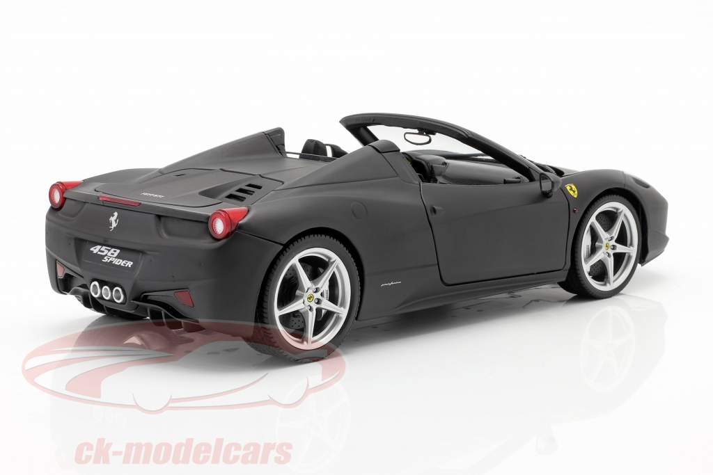 Hot Wheels Elite Ferrari 458 Italia Spider Matt Black 1/18 X5485 