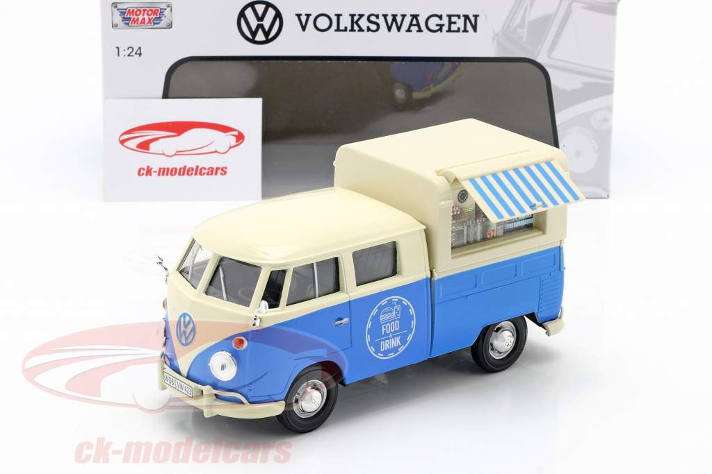 Volkswagen VW Typ 2 (T1) Pick-Up Food Truck blue / white 1:24 MotorMax