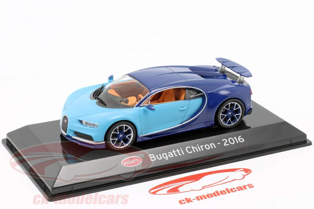 Bugatti Chiron Año de construcción 2016 luz azul / oscuro azul 1:43 Altaya
