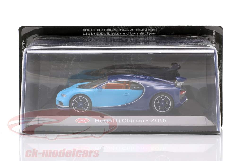 Bugatti Chiron Año de construcción 2016 luz azul / oscuro azul 1:43 Altaya